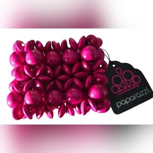 Paparazzi Vibrant Fuchsia Cluster Beaded Stretch Bracelet